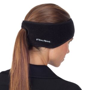 trailheads women’s ponytail headband | fleece earband | winter running headband - black