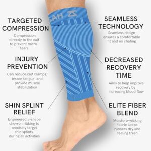 Zensah Running Leg Compression Sleeves – Shin Splint, Calf Compression Sleeve, Made in USA for Sports, Travel, Men and Women (Black, Small/Medium)