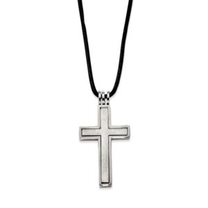 the black bow stainless steel and 2 piece leather cord cross necklace