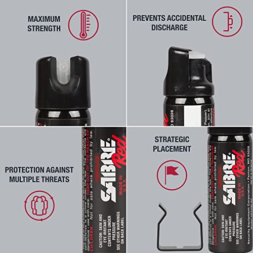 SABRE RED Home and Away Protection Kit, Includes One Pepper Gel Containing 17 Bursts, Has A 17-Foot (5-Meter) Range and Includes A Wall Mount, Pepper Spray Has 25 Bursts and A 10-Foot (3-Meter) Range