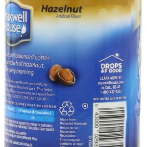 Maxwell House Hazelnut Ground Coffee, 11-Ounce Cannister (Pack of 3)