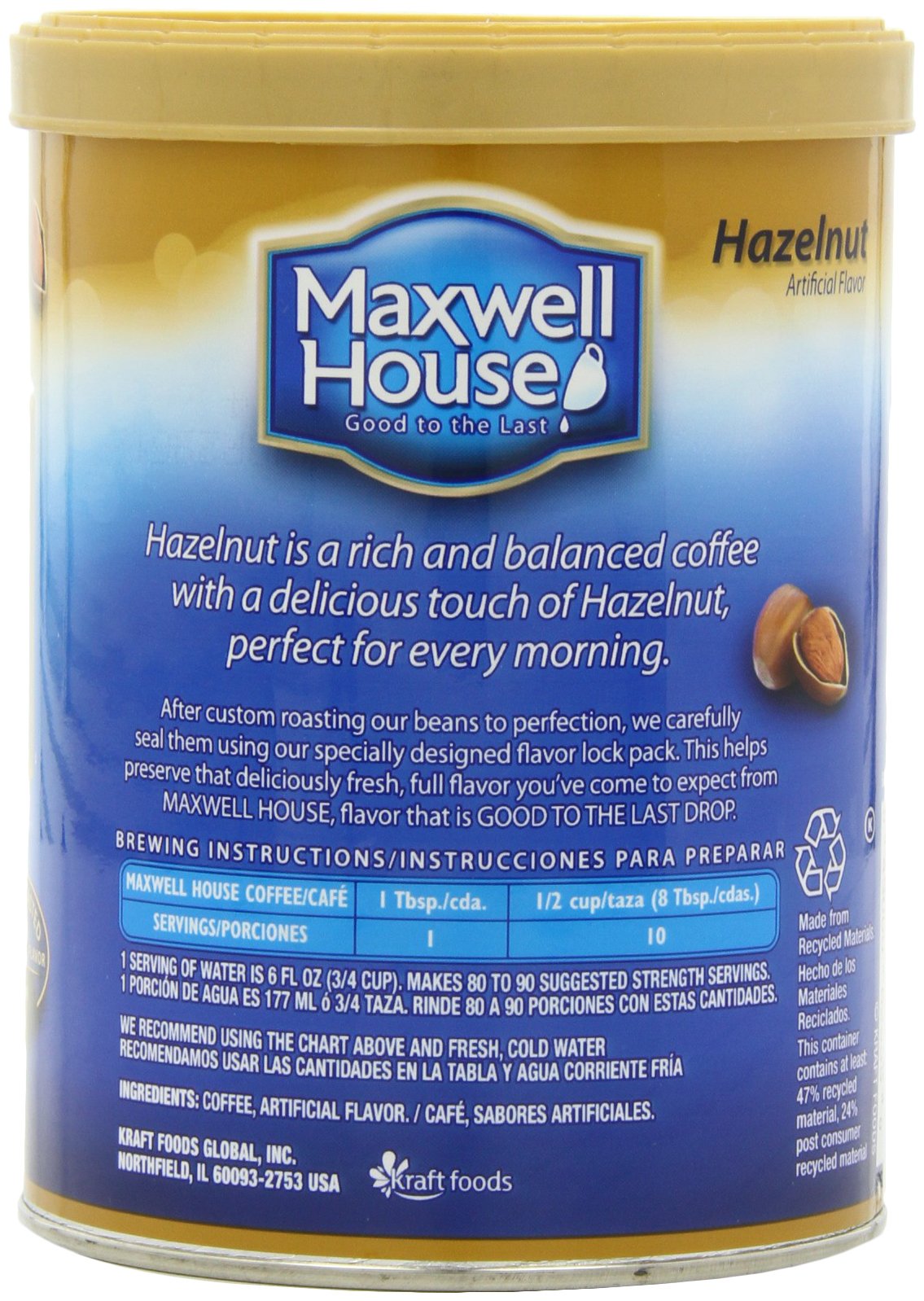 Maxwell House Hazelnut Ground Coffee, 11-Ounce Cannister (Pack of 3)