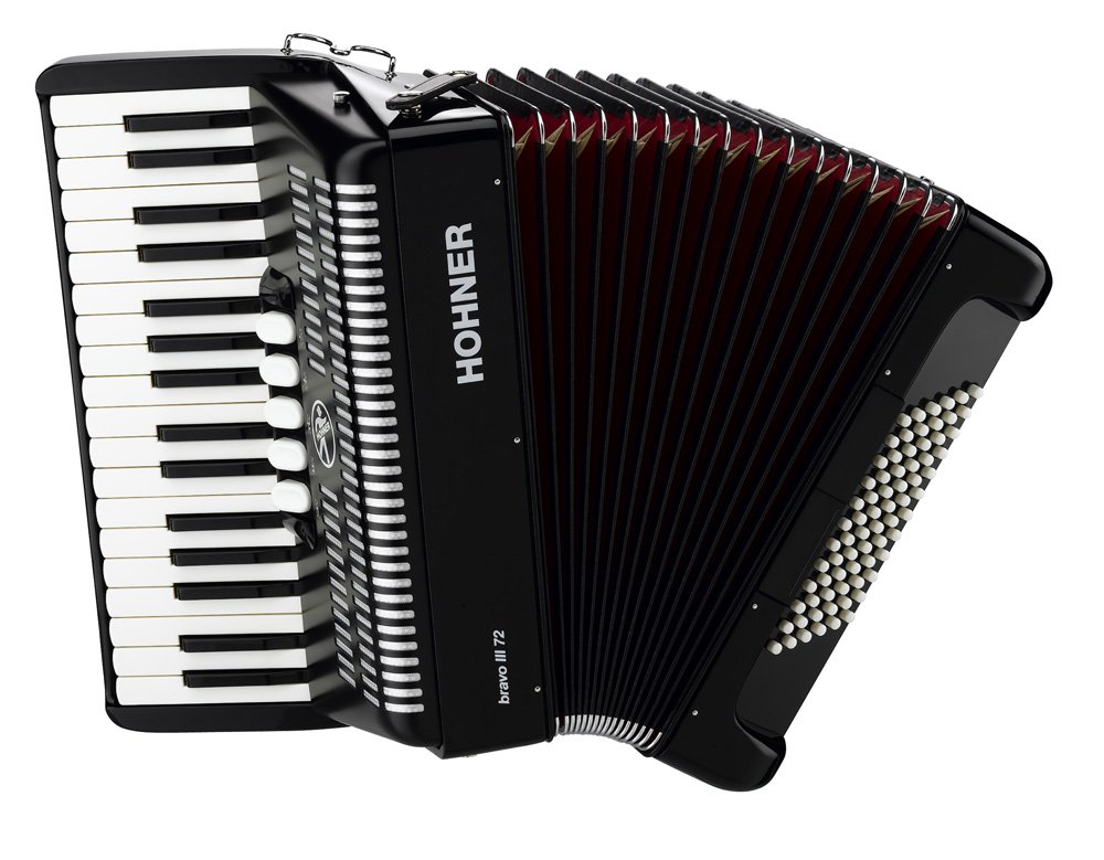 Hohner Bravo III Piano Accordion, 72 Bass, Black