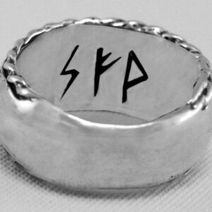 Sterling Silver Unisex Runescript Band Ring to Increase Finance Size 10