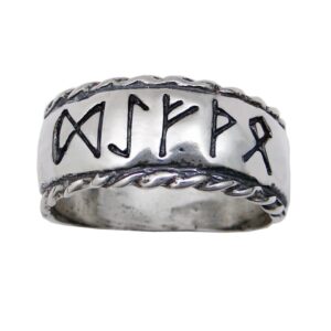 Sterling Silver Unisex Runescript Band Ring to Increase Finance Size 10