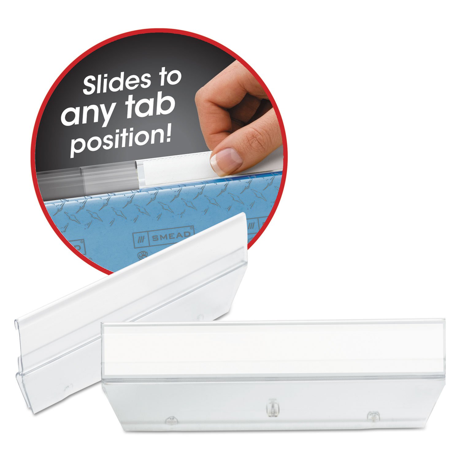 Smead Easy Slide Tab, 1/3-Cut, Clear, 18 Per Pack (64626)