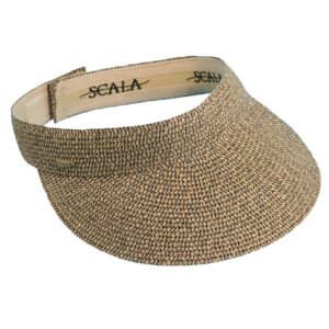 Scala Ladies Sun Visor Wide Brim Straw Boating Hat 3.5” Lightweight Comfortable Straw Visor for a Sunny Day