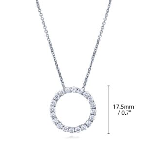 BERRICLE Sterling Silver Open Circle Cubic Zirconia CZ Pendant Necklace for Women, Rhodium Plated