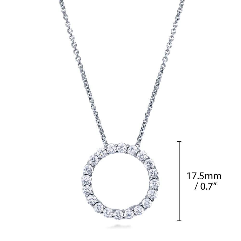 BERRICLE Sterling Silver Open Circle Cubic Zirconia CZ Pendant Necklace for Women, Rhodium Plated