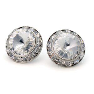 PammyJ Clear 20mm Crystal Framed Post Earrings Wedding Jewelry