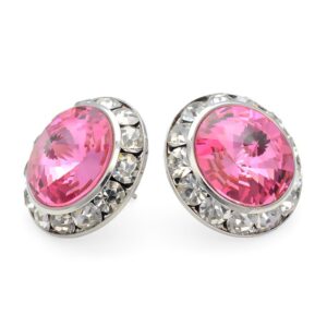 pammyj pink 20mm crystal framed post earrings