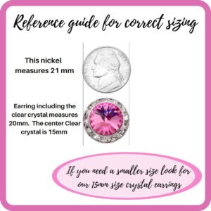 PammyJ Pink 20mm Crystal Framed Post Earrings