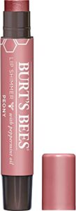 burt's bees lip balm, moisturizing lip shimmer for women, for all day hydration, with vitamin e & coconut oil, 100% natural, peony, 0.09 ounce