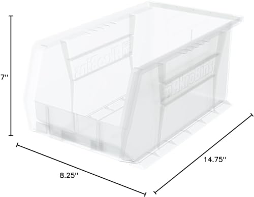 Akro-Mils 30240 AkroBins Plastic Hanging Stackable Storage Organizer Bin, 15-Inch x 8-Inch x 7-Inch, Clear, 12-Pack