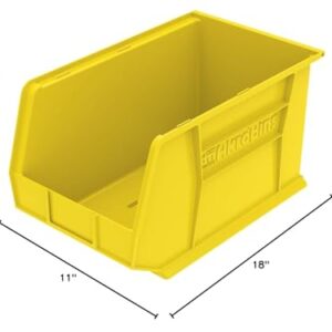 Akro-Mils 30260 AkroBins Plastic Storage Bin Hanging Stacking Containers, (18-Inch x 11-Inch x 10-Inch), Yellow, (6-Pack)