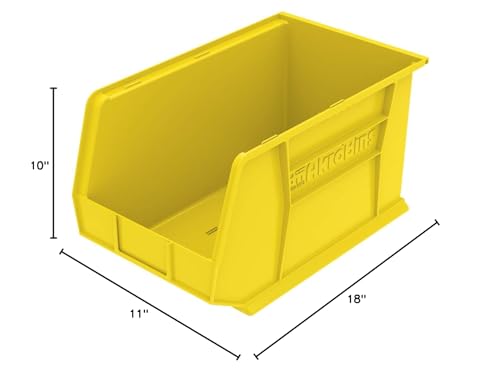 Akro-Mils 30260 AkroBins Plastic Storage Bin Hanging Stacking Containers, (18-Inch x 11-Inch x 10-Inch), Yellow, (6-Pack)