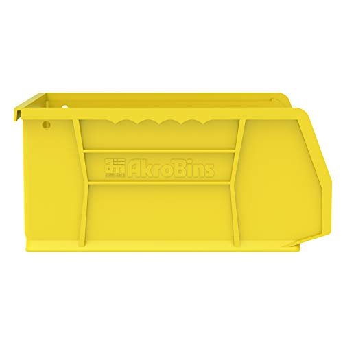 Akro-Mils 30235 AkroBins Plastic Hanging Stackable Storage Organizer Bin, 11-Inch x 11-Inch x 5-Inch, Yellow, 6-Pack