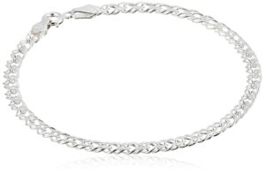 amazon essentials sterling silver interlocking geometric link bracelet, 7.25", (previously amazon collection)