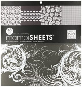 me & my big ideas mambi specialty cardstock pad 12-inch by 12-inch 48 sheets, black & white