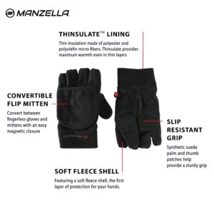 Manzella Men's Fleece Cold Weather Convertible Cascade Glove With Thinsulate