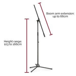 Stagg Tripod Boom Microphone Stand with Folding Legs - Black