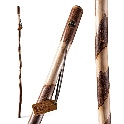 Brazos Rustic Wood Walking Stick, Twisted Sweet Gum, Traditional Style Handle, for Men & Women, Made in the USA, 55"