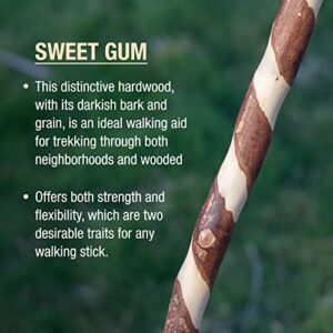 Brazos Rustic Wood Walking Stick, Twisted Sweet Gum, Traditional Style Handle, for Men & Women, Made in the USA, 55"