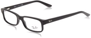 ray-ban rx5187 rectangular prescription eyeglass frames, black/demo lens, 50 mm