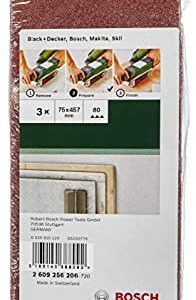 Bosch Home and Garden 2609256206 3-Piece Sanding Set for Belt Sanders, red Quality 80, no Holes, clamped