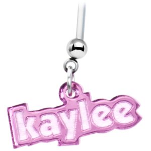 Body Candy Customizable Pink Acrylic Personalized Name Pregnancy Belly Button Ring