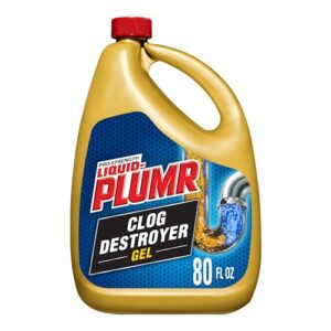 liquid-plumr pro-strength clog destroyer gel with pipeguard, liquid drain cleaner - 80 ounces (package may vary)