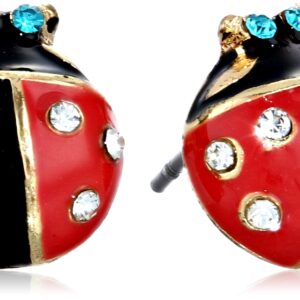 Betsey Johnson Red & Black Ladybug Stud Earrings