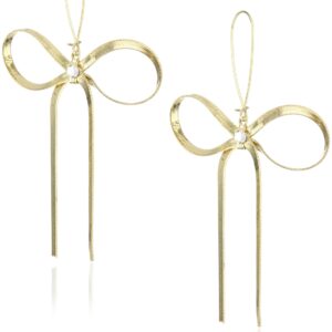 Betsey Johnson Textured Bow Drop Earrings