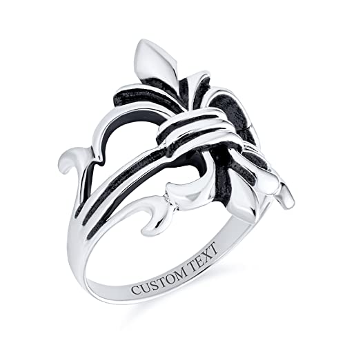 Bling Jewelry Antique Style Religious Fleur De Lis Ring For Women For Men Oxidized .925 Sterling Silver