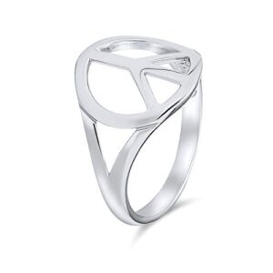 Bling Jewelry Open Symbol World Peace Sign Ring For Teen For Women .925 Sterling Silver Spilt Shank Band