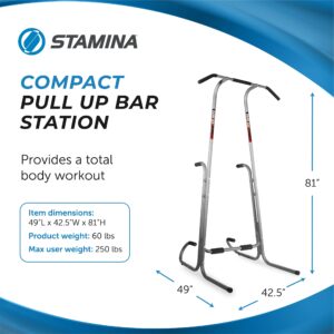 Stamina Power Tower - Dip Bar Pull Up Bar Station with Smart Workout App - Dip Bars for Home Workout - Up to 250 lbs Weight Capacity