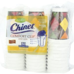 Chinet Comfort Cup 16-Ounce Cups, 50-Count Cups & Lids (Assorted Colors)