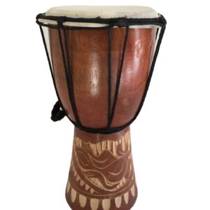 JIVE BRAND Djembe Drum Bongo Congo African Mahogany Wood Drum With Heavy Base Goat Skin Drum Head Hand Carved Professional Quality - 9" High - NOT MADE IN CHINA