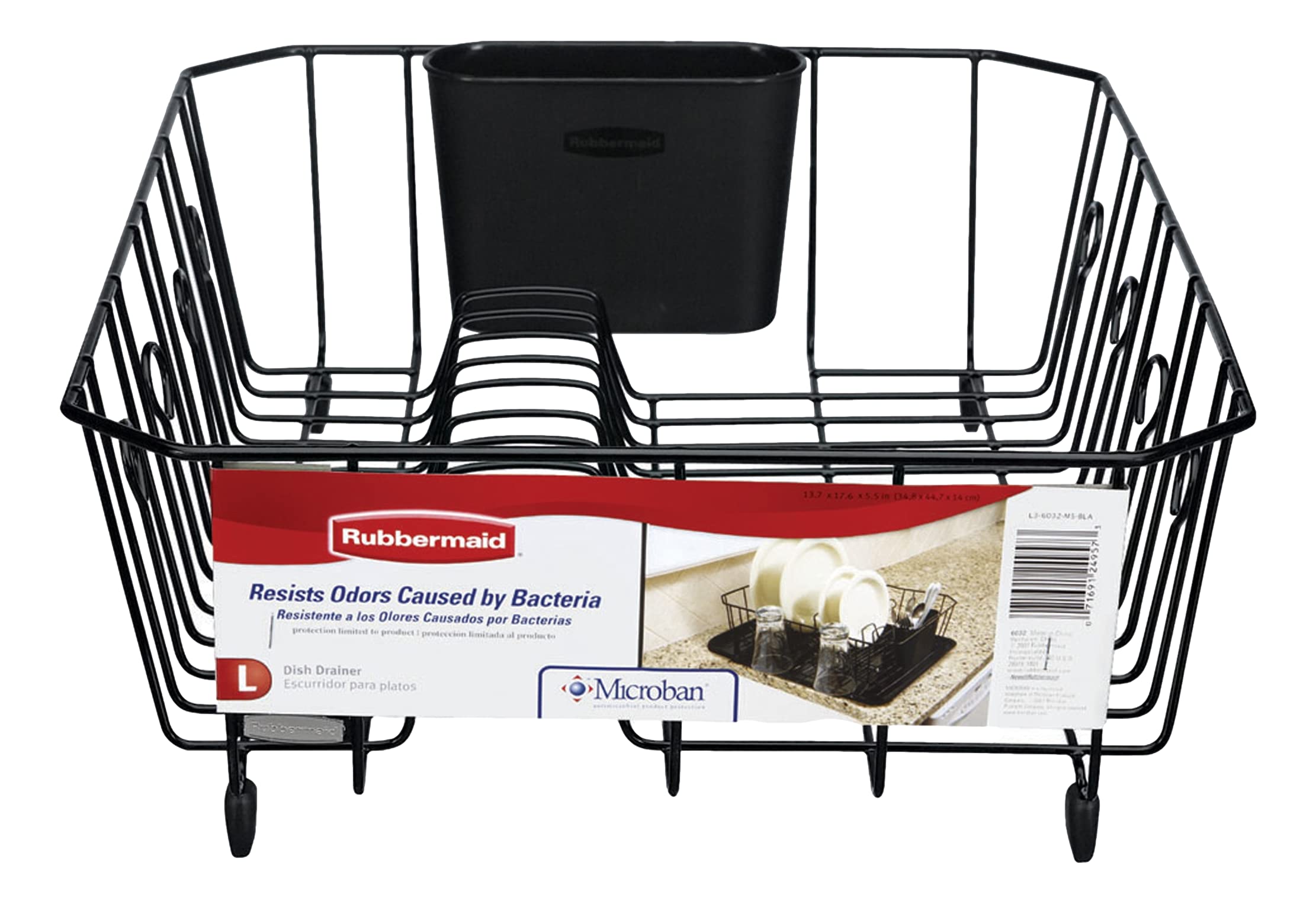 Rubbermaid 5.9 in. H x 13.8 in. W x 17.6 in. L Steel Dish Drainer Black