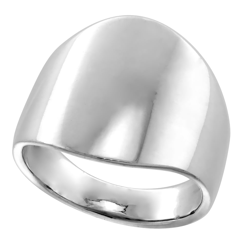 17mm Long Sterling Silver Classic Cigar Band Ring for Women High Polished 3/4 inch size 8