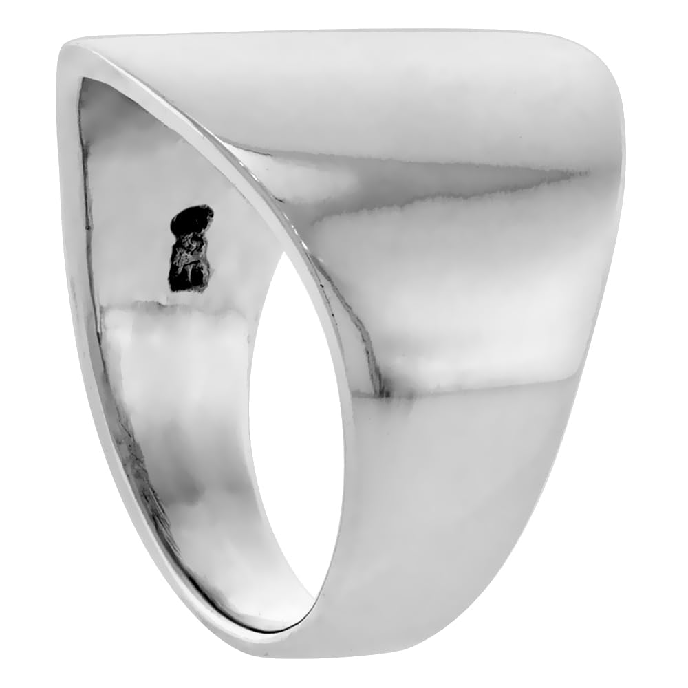 17mm Long Sterling Silver Classic Cigar Band Ring for Women High Polished 3/4 inch size 8