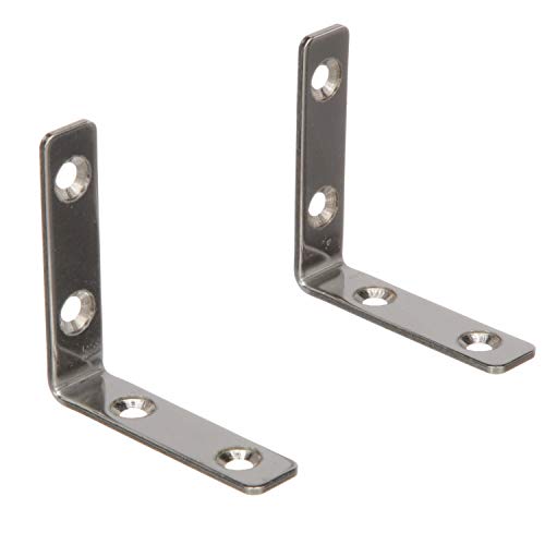 Seachoice Marine-Grade 90-Degree Angle Bracket, Polished 304 Stainless Steel, 2-3/8 in. X 1/2 in., Pack of 2