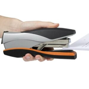 Rexel Optima 40 Low Force Stapler, 40 Sheet Capacity, Flat Clinch Stapling, 26/6 Staples Included, Silver/Black, 2102357