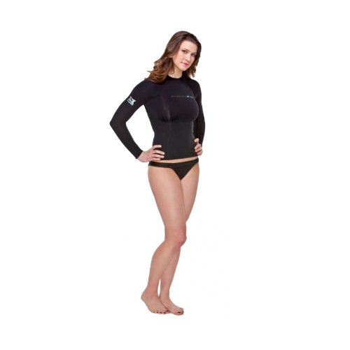 NeoSport Wetsuits Women's XSPAN Long Sleeve Shirt, Black, 8 - Diving, Snorkeling & Wakeboarding