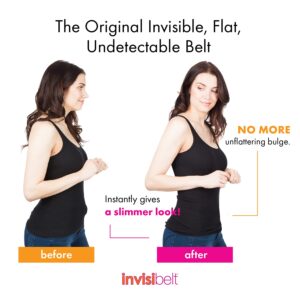 Invisibelt Skinny Belt - Lay Flat, Adjustable, No Buckle Belt with Narrow Band (Black, Standard Size)