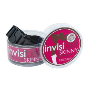 Invisibelt Skinny Belt - Lay Flat, Adjustable, No Buckle Belt with Narrow Band (Black, Standard Size)