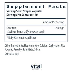 Vital Nutrients Genistein | Easily Absorbed Isoflavones for Bone Health Support* | Vegan Supplement | Gluten and Dairy Free | Non GMO | 60 Capsules