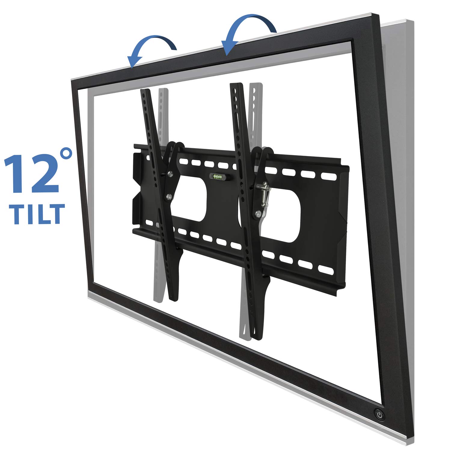 Mount-It Low-Profile Tilting TV Wall Mount Bracket for 32-60 inch LCD, LED, OLED, 4K or Plasma Flat Screen TVs - 175 lbs Capacity, 1.5 Inch Profile, Max VESA 600x400 (MI-318B), Black, 60