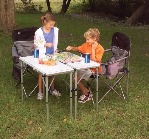 Coleman Pack-Away 4-in-1 Folding Table, Lightweight Outdoor Camping Table with 3 Adjustable Heights, Leveling Feet, & Securing Brackets; Great for Patio & Deck, Camping, Tailgating, & More