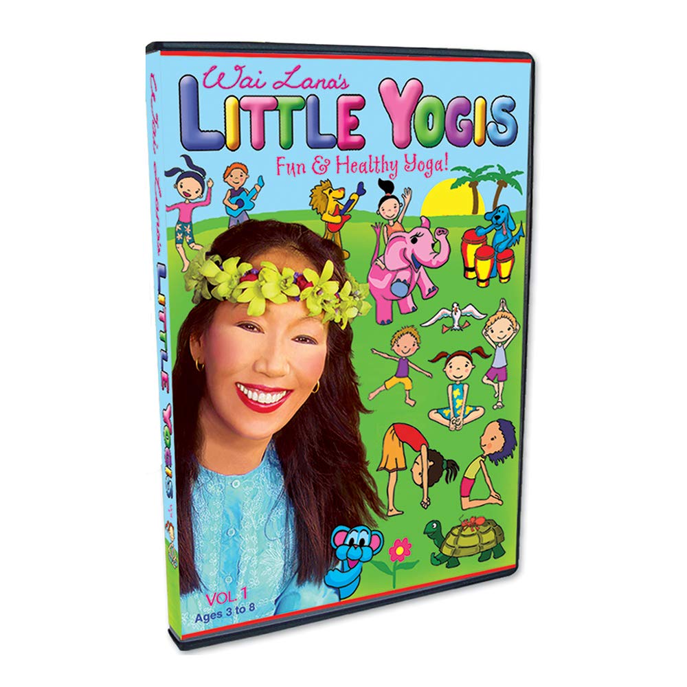 Wai Lana Little Yogis Eco Tote Kit - Award Winning Little Yogis DVD, Kids Size 1/8 Inch Thick Mat, Tote, Cartoon Yoga Poster